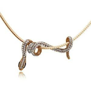 Gold Plated Snake Necklace With CZ